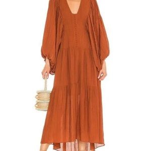 Shona Joy Mila Plunged Tiered Maxi-Paprika -US 4